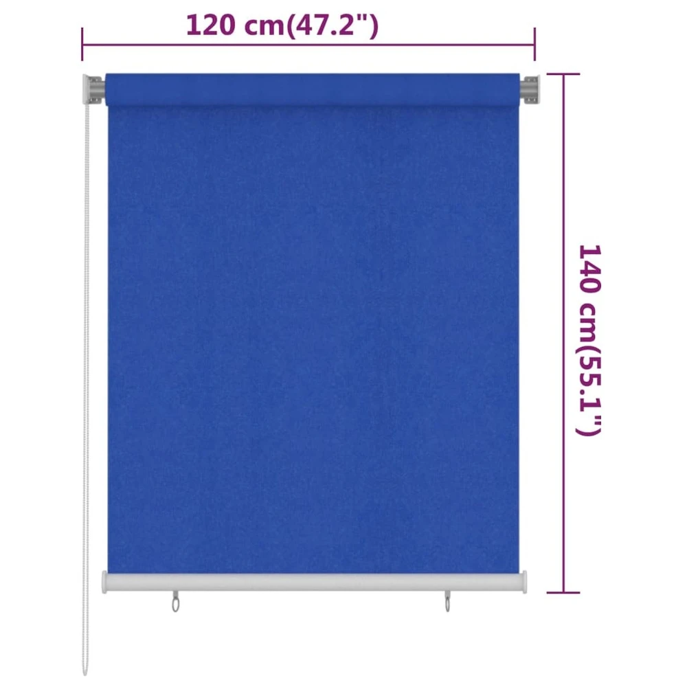 VIDAXL Store Roulant D'extérieur 120x140 Cm Bleu Pehd 6 VIDAXL Store Roulant D'extérieur 120x140 Cm Bleu Pehd – Image 6