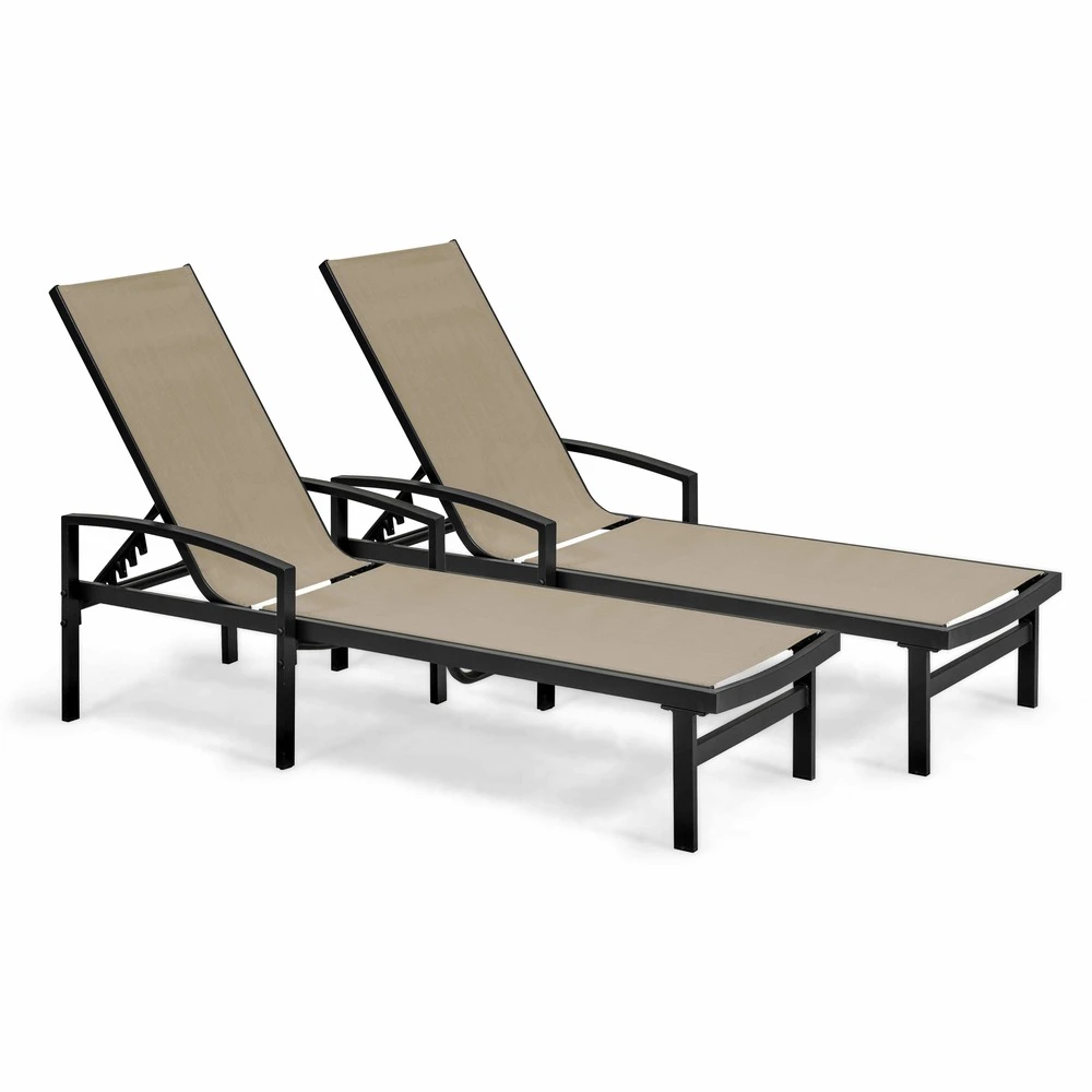 Lot De 2 Bains De Soleil En Aluminium Taupe 1 Lot De 2 Bains De Soleil En Aluminium Taupe