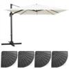 Parasol Déporté 3x3m Et 4 Dalles Lestées Aluminium Blanc