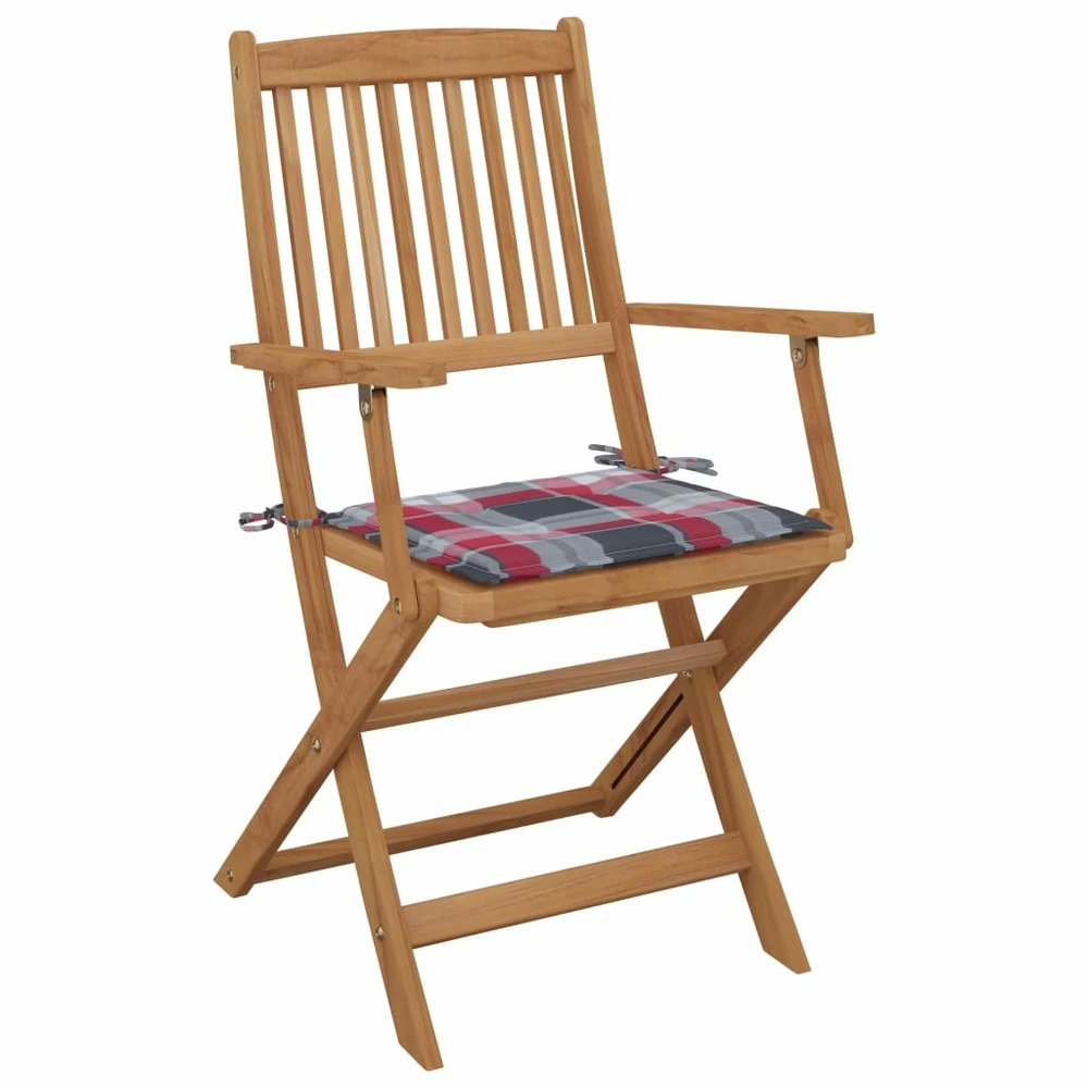 VIDAXL Chaises Pliables De Jardin 6 Pcs Avec Coussins Bois D'acacia 3 VIDAXL Chaises Pliables De Jardin 6 Pcs Avec Coussins Bois D'acacia – Image 3