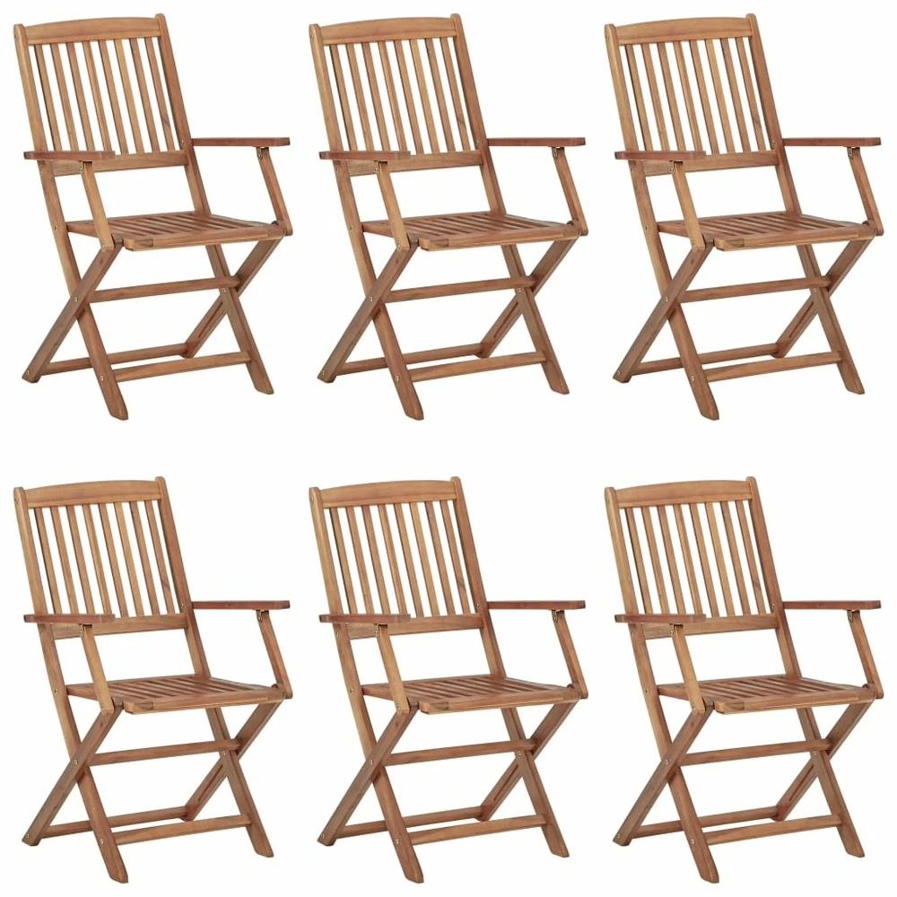 VIDAXL Chaises Pliables De Jardin 6 Pcs Avec Coussins Bois D'acacia 2 VIDAXL Chaises Pliables De Jardin 6 Pcs Avec Coussins Bois D'acacia – Image 2