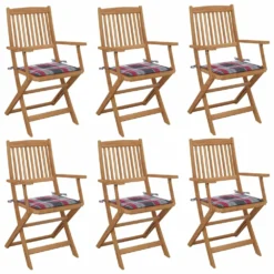 VIDAXL Chaises Pliables De Jardin 6 Pcs Avec Coussins Bois D'acacia