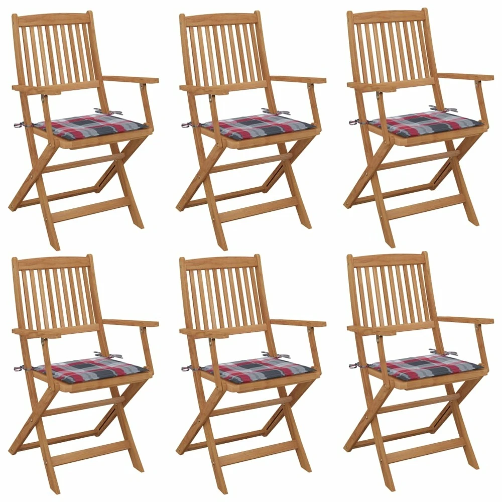 VIDAXL Chaises Pliables De Jardin 6 Pcs Avec Coussins Bois D'acacia 1 VIDAXL Chaises Pliables De Jardin 6 Pcs Avec Coussins Bois D'acacia