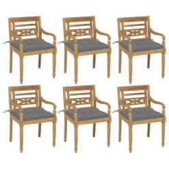 VIDAXL Chaises Batavia Avec Coussins 6 Pcs Bois De Teck Solide