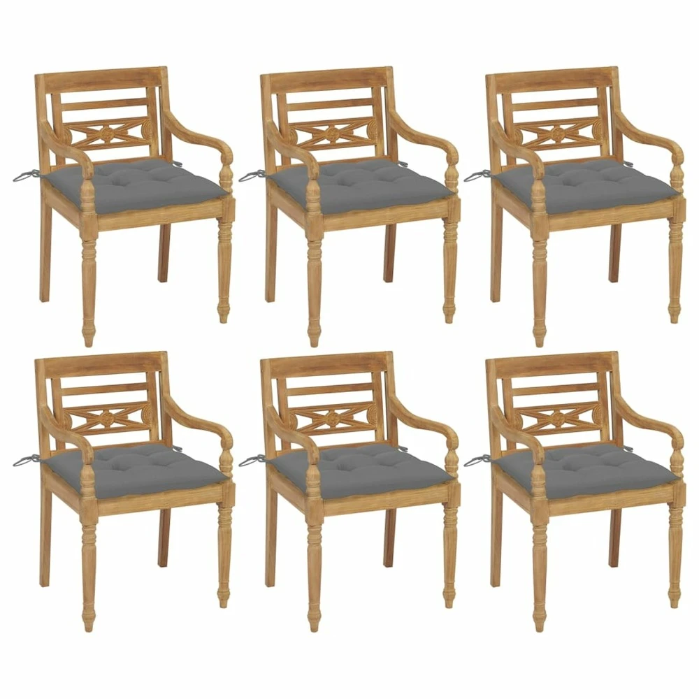 VIDAXL Chaises Batavia Avec Coussins 6 Pcs Bois De Teck Solide 1 VIDAXL Chaises Batavia Avec Coussins 6 Pcs Bois De Teck Solide