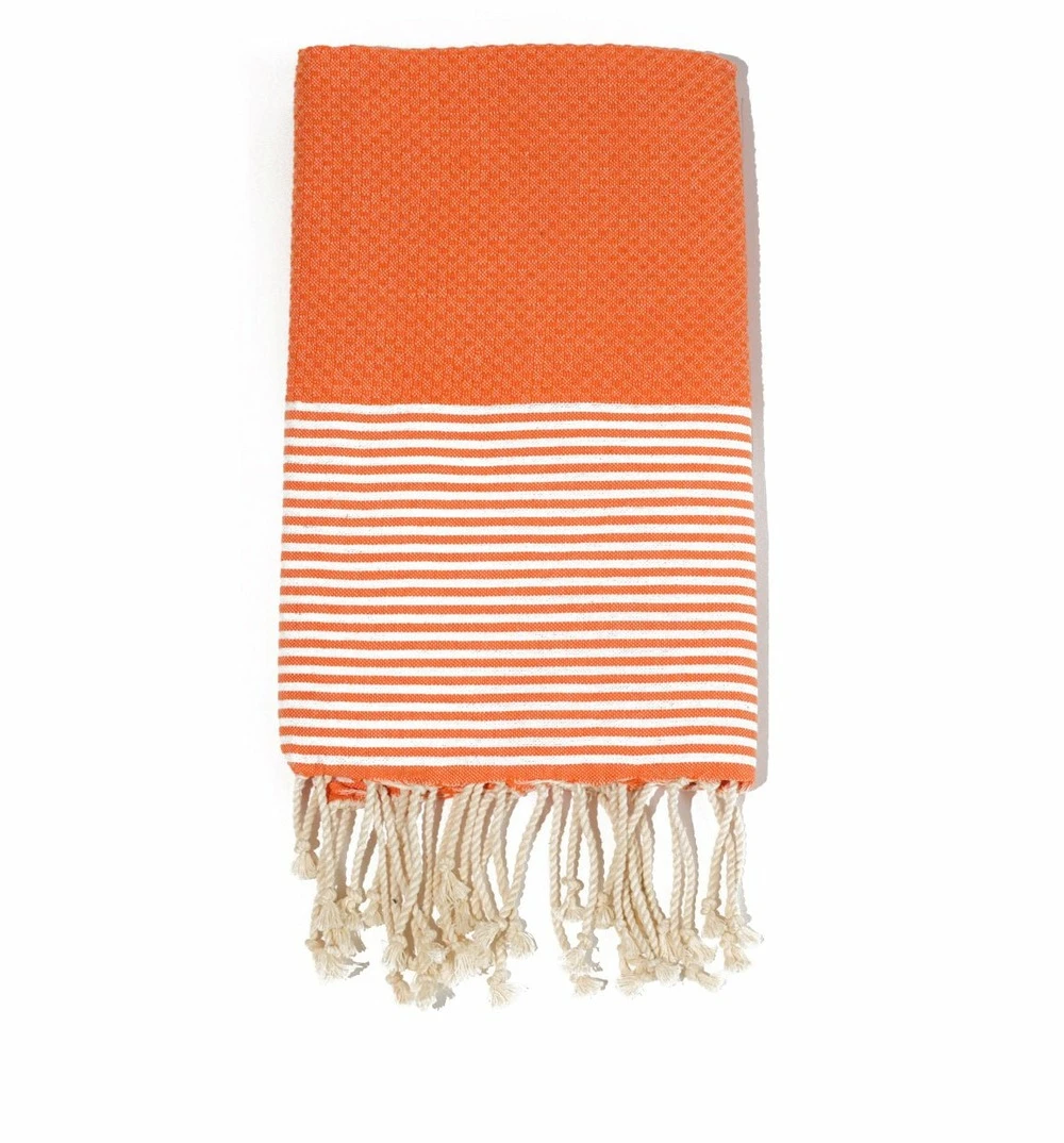 Fouta En Coton Tissage Nid D'abeille Ziwane 100x200cm Orange 1 Fouta En Coton Tissage Nid D'abeille Ziwane 100x200cm Orange