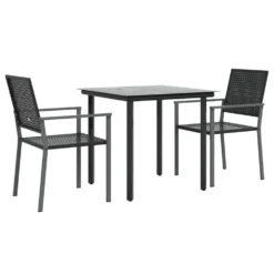 VIDAXL Ensemble à Manger De Jardin 3 Pcs Résine Tressée Acier 9 VIDAXL Ensemble à Manger De Jardin 3 Pcs Résine Tressée Acier -Konst Decor Magasin 64999d89bb6e26.71987476