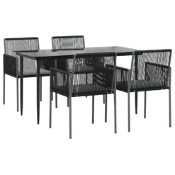 VIDAXL Ensemble à Dîner De Jardin Coussins 5 Pcs Noir Rotin Et Acier -Konst Decor Magasin 64999d8ec7c852.61708622