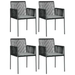VIDAXL Ensemble à Dîner De Jardin Coussins 5 Pcs Noir Rotin Et Acier -Konst Decor Magasin 64999d8ed1ce65.67838442