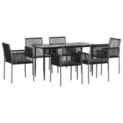 VIDAXL Ensemble à Dîner De Jardin Coussins 7 Pcs Noir Rotin Et Acier 9 VIDAXL Ensemble à Dîner De Jardin Coussins 7 Pcs Noir Rotin Et Acier -Konst Decor Magasin 64999da958f208.91569906