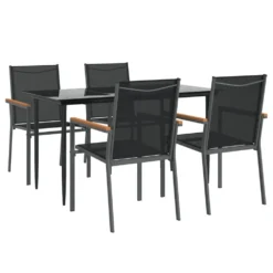 VIDAXL Ensemble à Manger De Jardin 5 Pcs Noir Textilène Et Acier -Konst Decor Magasin 64999dcee7b018.71623366