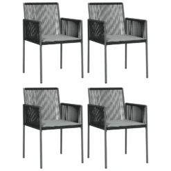VIDAXL Ensemble à Dîner De Jardin Coussins 5 Pcs Noir Rotin Et Acier 10 VIDAXL Ensemble à Dîner De Jardin Coussins 5 Pcs Noir Rotin Et Acier -Konst Decor Magasin 6499a1020a3db6.42962273