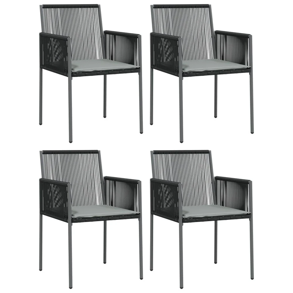 VIDAXL Ensemble à Dîner De Jardin Coussins 5 Pcs Noir Rotin Et Acier 4 VIDAXL Ensemble à Dîner De Jardin Coussins 5 Pcs Noir Rotin Et Acier – Image 4
