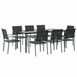VIDAXL Ensemble à Manger De Jardin 9 Pcs Résine Tressée Acier -Konst Decor Magasin 6499a106942319.97197646