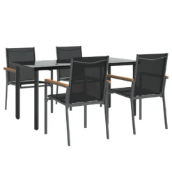 VIDAXL Ensemble à Manger De Jardin 5 Pcs Noir Textilène Et Acier 9 VIDAXL Ensemble à Manger De Jardin 5 Pcs Noir Textilène Et Acier -Konst Decor Magasin 6499a10d3c8ae4.77314205
