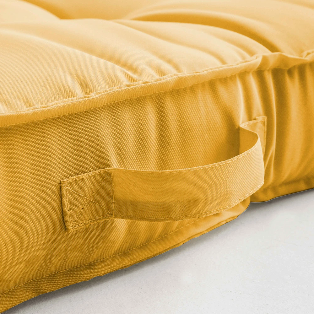 Coussin De Sol Ou D'assise Matelassé Polyester Jaune 120x80x12 Cm 3 Coussin De Sol Ou D'assise Matelassé Polyester Jaune 120x80x12 Cm – Image 3
