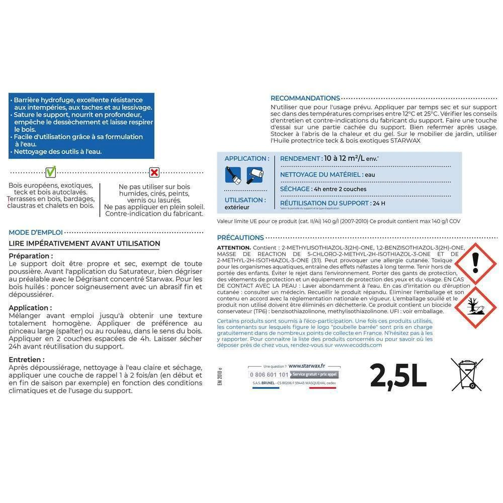 Saturateur Incolore Aqueux Pour Bois En Conditions Extrêmes 2,5L 2 Saturateur Incolore Aqueux Pour Bois En Conditions Extrêmes 2,5L – Image 2