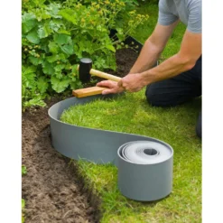 Nature Bordure PE Recyclé, Coloris Gris, Rouleau Longueur 10m Et Hauteur 15cm
