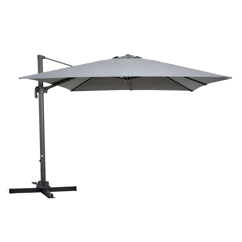 Parasol Déporté Carré 3 X 3m En Aluminium Gris 2 Parasol Déporté Carré 3 X 3m En Aluminium Gris – Image 2