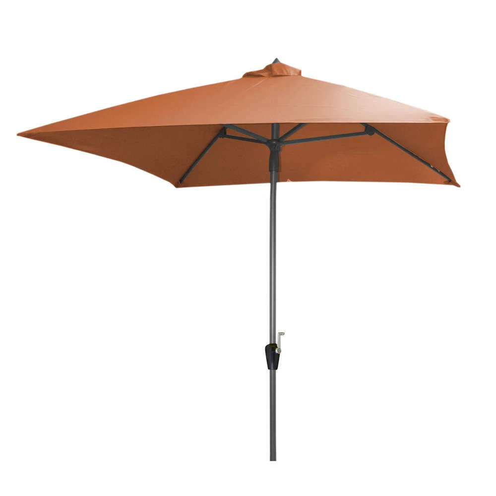 Parasol En Toile Orange Avec Manivelle - 250x250 Cm 1 Parasol En Toile Orange Avec Manivelle - 250x250 Cm