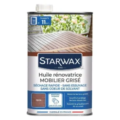 Huile Rénovatrice Teinte Teck Pour Mobilier En Bois Grisé 750 Ml