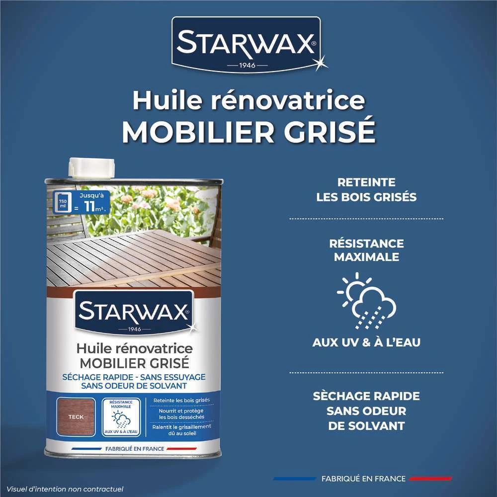 Huile Rénovatrice Teinte Teck Pour Mobilier En Bois Grisé 750 Ml 3 Huile Rénovatrice Teinte Teck Pour Mobilier En Bois Grisé 750 Ml – Image 3