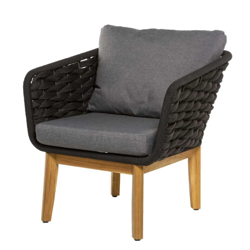 Salon De Jardin MAYA En Bois Noir - 1 Canapé, 1 Table, 2 Fauteuils 2 Salon De Jardin MAYA En Bois Noir - 1 Canapé, 1 Table, 2 Fauteuils – Image 2