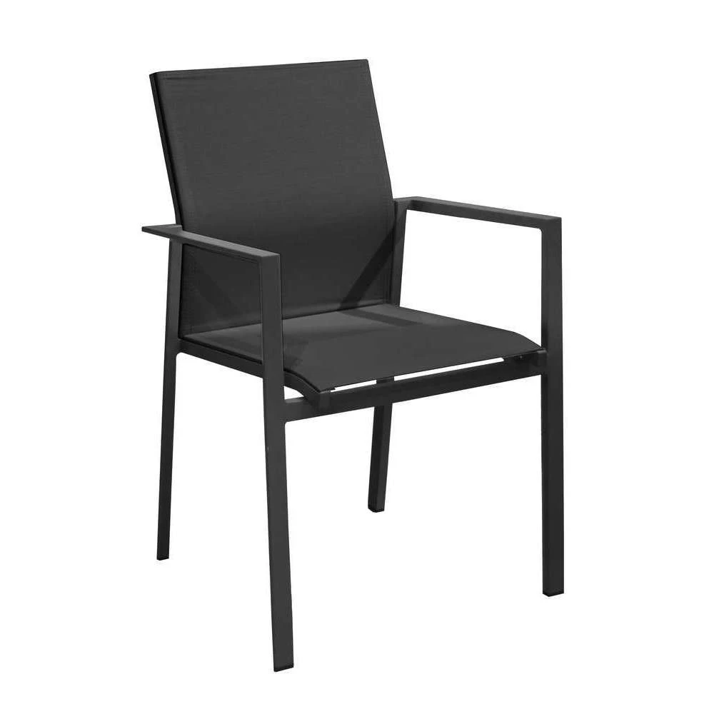 Fauteuil DELIA En Toile Et Aluminium Noir - 56x61x87 Cm 1 Fauteuil DELIA En Toile Et Aluminium Noir - 56x61x87 Cm