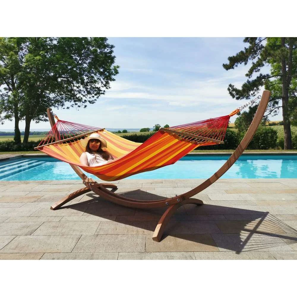 Hamac Brésilien 'Eskapade Sunny' Avec Support En Bois FSC 2 Hamac Brésilien 'Eskapade Sunny' Avec Support En Bois FSC – Image 2
