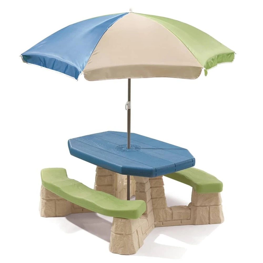Step2 Table De Pique-nique Avec Parasol Aqua 1 Step2 Table De Pique-nique Avec Parasol Aqua