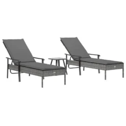 VIDAXL Chaises Longues 2pcs Avec Table Et Coussins Gris Résine Tressée 9 VIDAXL Chaises Longues 2pcs Avec Table Et Coussins Gris Résine Tressée -Konst Decor Magasin 9001b9c77439d9ac