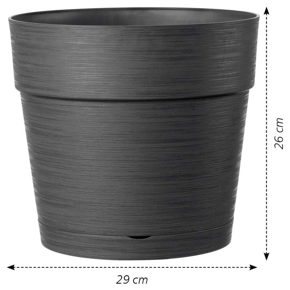 Pot Vaso Save R à Réserve D'eau En Plastique Anthracite Ø29cm 2 Pot Vaso Save R à Réserve D'eau En Plastique Anthracite Ø29cm – Image 2