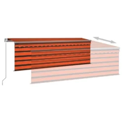 VIDAXL Auvent Manuel Rétractable Avec Store 4x3 M Orange Et Marron 10 VIDAXL Auvent Manuel Rétractable Avec Store 4x3 M Orange Et Marron -Konst Decor Magasin 9142c9938f281a99