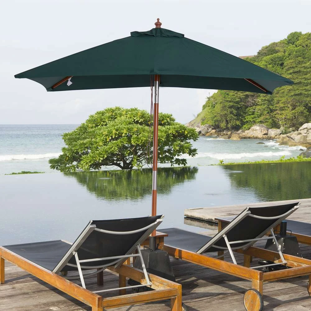 OUTSUNNY Parasol Rectangulaire Inclinable Vert - 200x150x230cm 1 OUTSUNNY Parasol Rectangulaire Inclinable Vert - 200x150x230cm