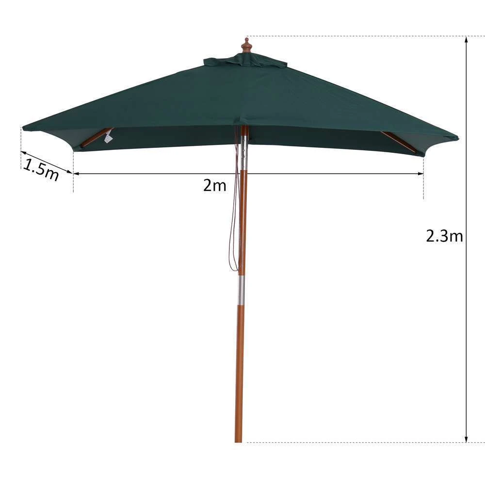 OUTSUNNY Parasol Rectangulaire Inclinable Vert - 200x150x230cm 2 OUTSUNNY Parasol Rectangulaire Inclinable Vert - 200x150x230cm – Image 2