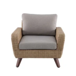 Fauteuil Pour Jardin RIVIERA Gris En Résine Tressée - 88,5x93x75 Cm -Konst Decor Magasin 954117 002