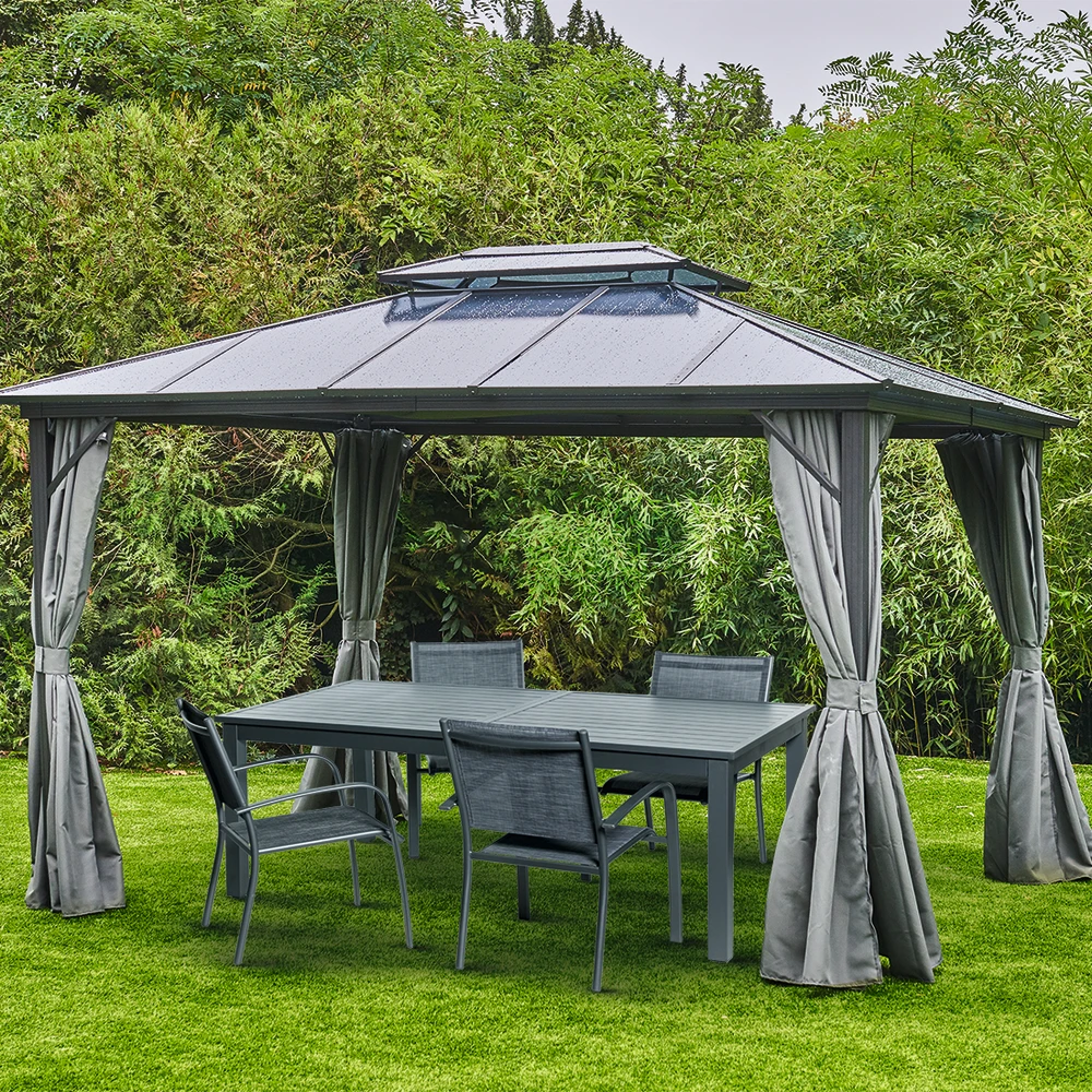 Tonnelle De Jardin ATLAS En Aluminium Et Toile Gris - 300x360x258 Cm 3 Tonnelle De Jardin ATLAS En Aluminium Et Toile Gris - 300x360x258 Cm – Image 3