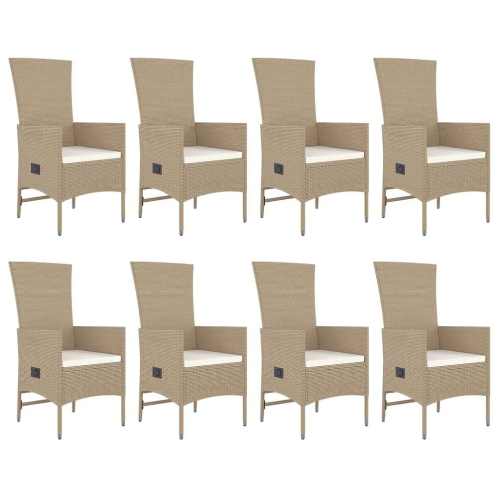 VIDAXL Meubles à Dîner De Jardin Et Coussins 9 Pcs Beige Poly Rotin 4 VIDAXL Meubles à Dîner De Jardin Et Coussins 9 Pcs Beige Poly Rotin – Image 4