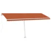 VIDAXL Auvent Manuel Rétractable Sur Pied 500x300 Cm Orange Et Marron