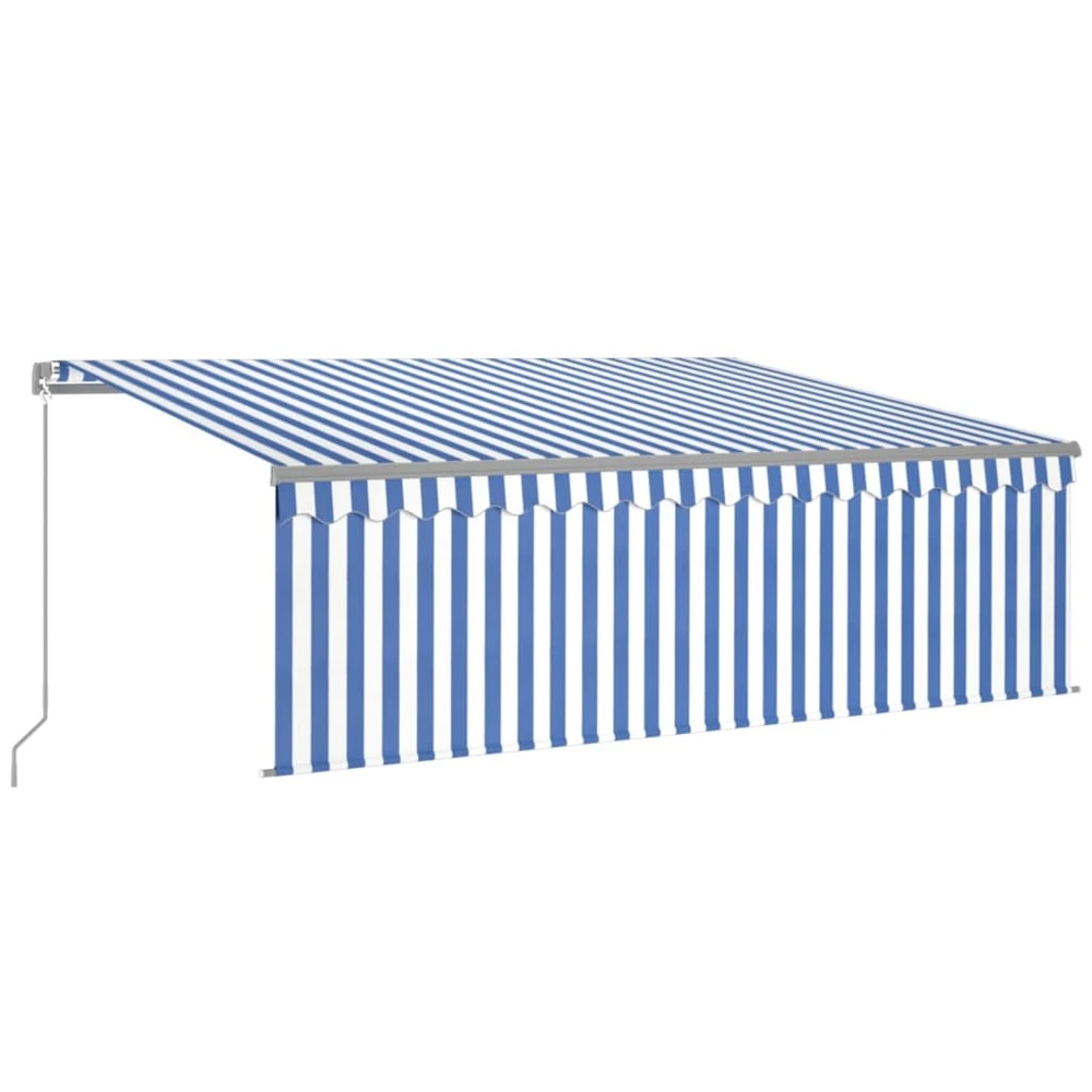 VIDAXL Auvent Manuel Rétractable Avec Store 4x3 M Bleu Et Blanc 1 VIDAXL Auvent Manuel Rétractable Avec Store 4x3 M Bleu Et Blanc