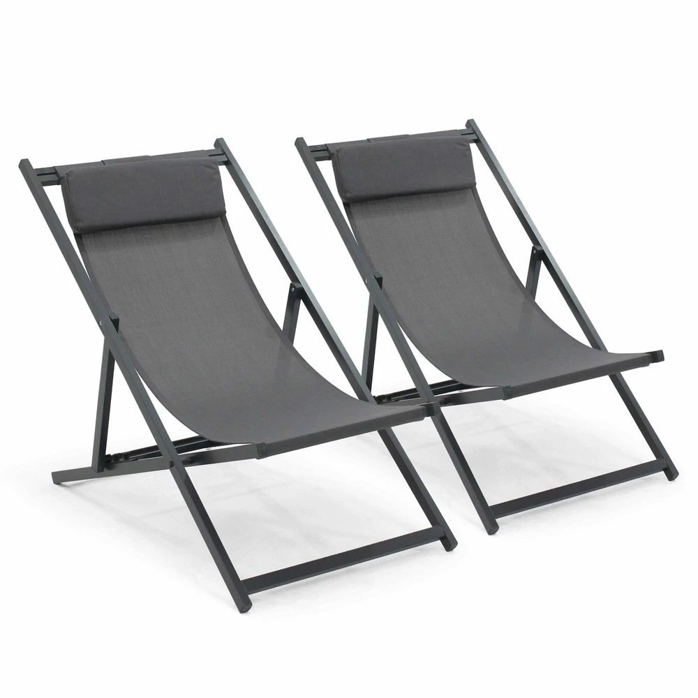 Lot De 2 Transats En Aluminium Anthracite 1 Lot De 2 Transats En Aluminium Anthracite