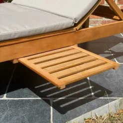 Bain De Soleil Avec Coussin Et Tablette En Bois écru -Konst Decor Magasin a43702bb52900cf9