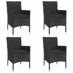 VIDAXL Ensemble De Bistro De Jardin 5 Pcs Coussins Noir Poly Rotin -Konst Decor Magasin a45774de0e277cd5