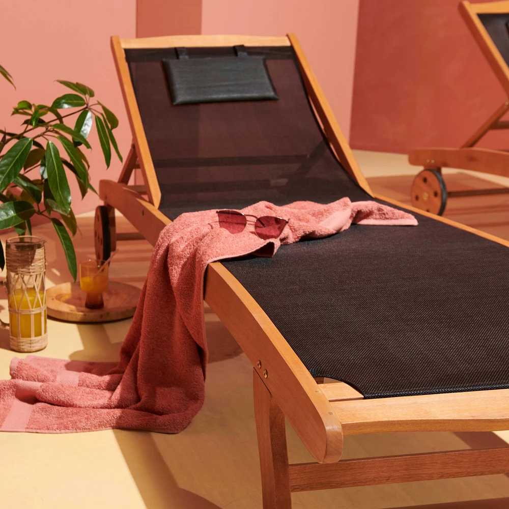 Lot De 2 Bains De Soleil En Eucalyptus Noir 1 Lot De 2 Bains De Soleil En Eucalyptus Noir