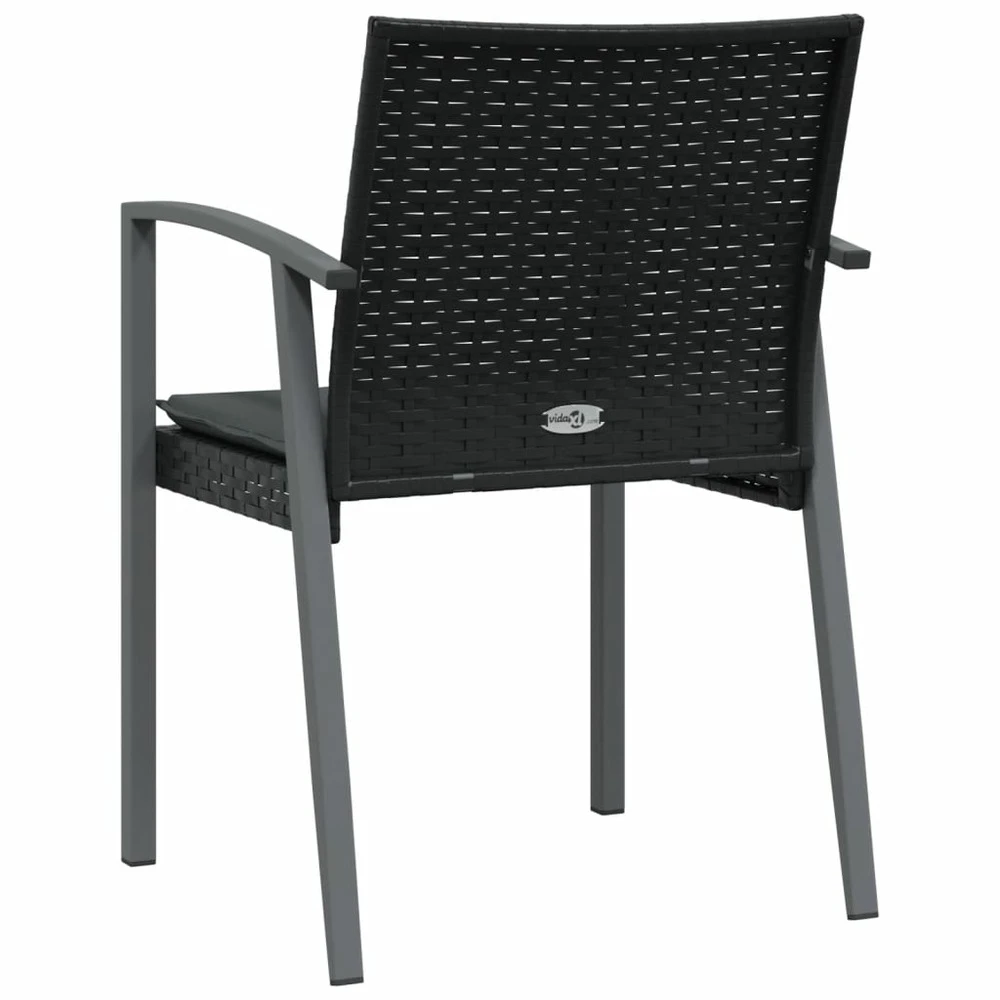VIDAXL Chaises De Jardin Et Coussins Lot De 4 Noir 56,5x57x83 Cm Rotin 6 VIDAXL Chaises De Jardin Et Coussins Lot De 4 Noir 56,5x57x83 Cm Rotin – Image 6