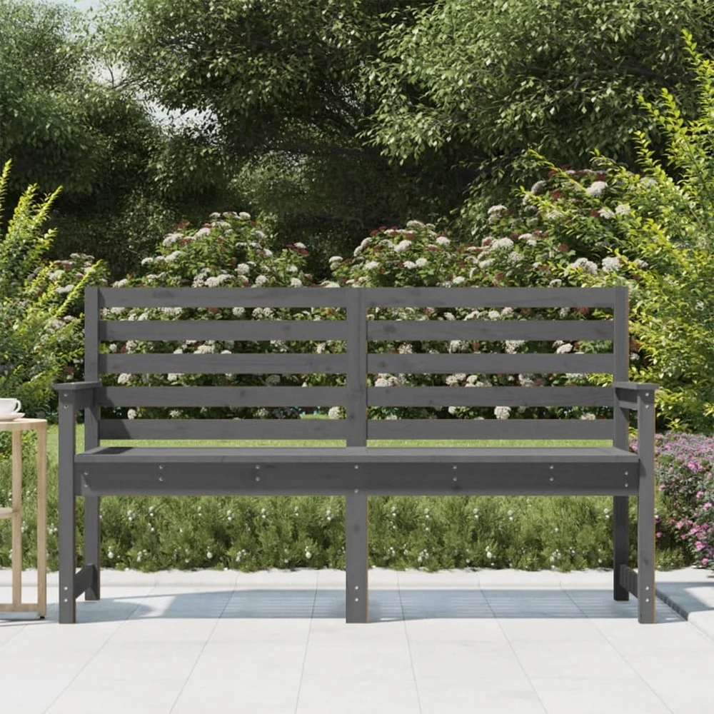 VIDAXL Banc De Jardin Gris 159,5x48x91,5 Cm Bois Massif De Pin 3 VIDAXL Banc De Jardin Gris 159,5x48x91,5 Cm Bois Massif De Pin – Image 3