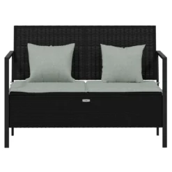 VIDAXL Banc De Jardin à 2 Places Avec Coussins Noir Résine Tressée 9 VIDAXL Banc De Jardin à 2 Places Avec Coussins Noir Résine Tressée -Konst Decor Magasin b35bf2ca93054883