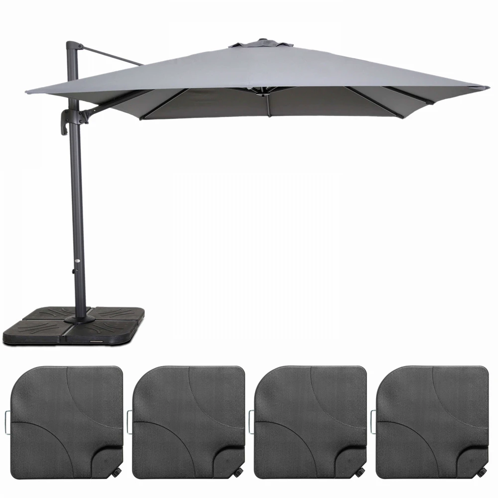 Parasol Déporté 3x3m Et 4 Dalles à Remplir Aluminium Gris 1 Parasol Déporté 3x3m Et 4 Dalles à Remplir Aluminium Gris