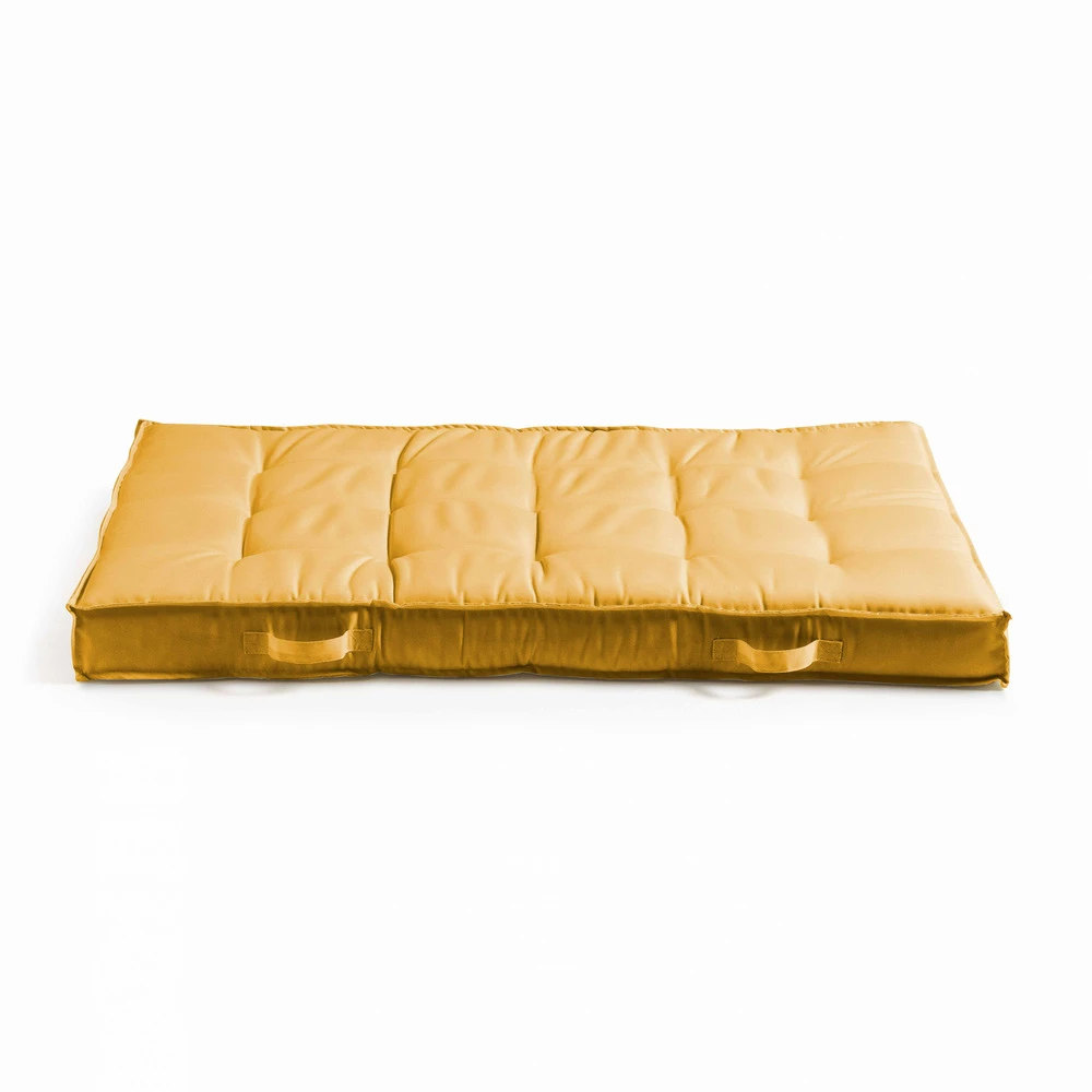 Coussin De Sol Ou D'assise Matelassé Polyester Jaune 120x80x12 Cm 2 Coussin De Sol Ou D'assise Matelassé Polyester Jaune 120x80x12 Cm – Image 2