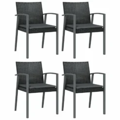 VIDAXL Chaises De Jardin Et Coussins Lot De 4 Noir 56,5x57x83 Cm Rotin